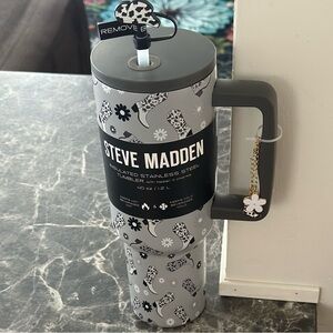Steve Madden Insulated Stainless Steel Tumbler Cowboy Boots Straw Charms 40oz